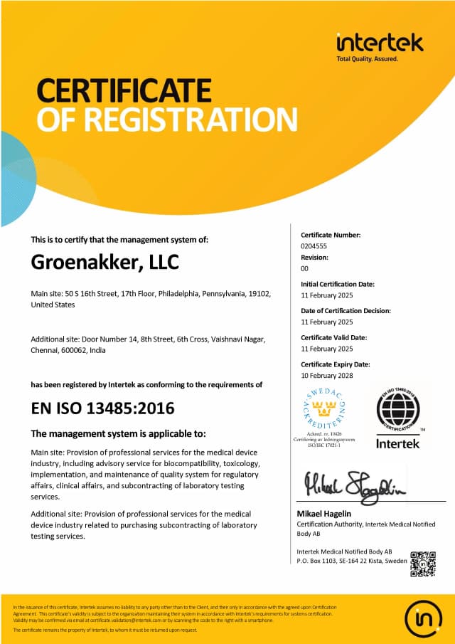 ISO 13485:2016 Certificate