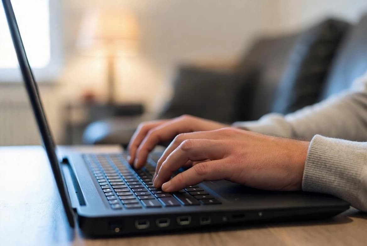 Person typing on a laptop